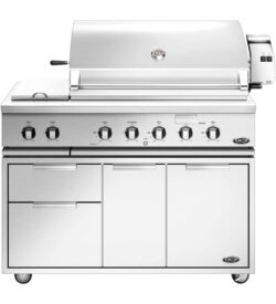DCS Professional 48-Inch Freestanding Propane Gas Grill With Double Side Burner & Rotisserie On DCS CAD Cart - BH1-48RS-L