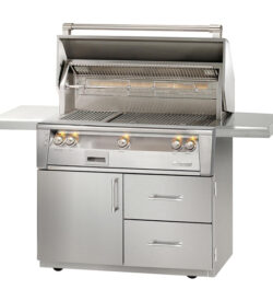 Alfresco ALXE 42-Inch Freestanding Propane Gas Grill On Deluxe Cart With Sear Zone And Rotisserie - ALXE-42SZCD