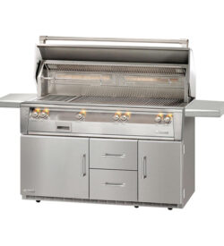 Alfresco ALXE 56-Inch Freestanding Natural Gas All Grill On Refrigerated Cart With Sear Zone And Rotisserie